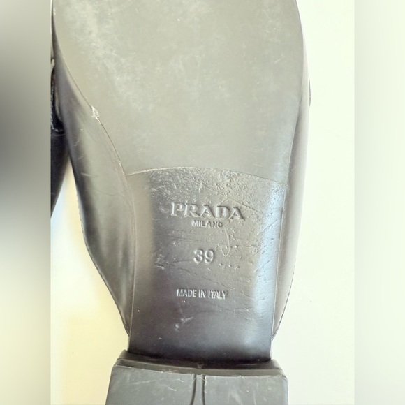 Prada Black leather triangle logo slip on slide loafer mules EU 39 - Picture 8 of 11